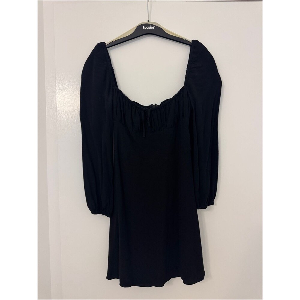 Aritzia Black Mini Dress with Puff Sleeves